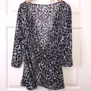 Lane Bryant Gray and Black Animal Print Top
